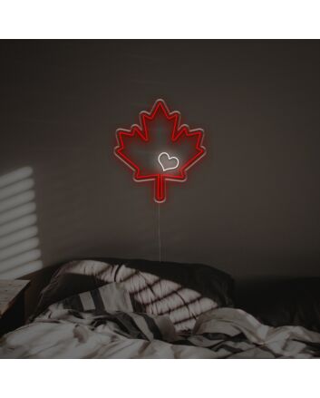 Embrace the Warmth of Canada in Your Space: Perfect for Office, Home Decor, and Celebratory Events with the Canadian Maple Leaf With Heart LED Neon Sign.