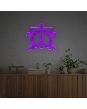 Bring a radiant glow to weddings, bars, and festive gatherings with the Three Ten Crosses LED Neon Sign.