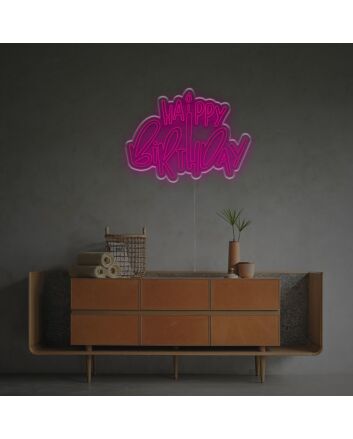 Brighten Up Celebrations: Happy Birthday With Candle LED Neon Sign for Parties, Home Decor, and Special Events