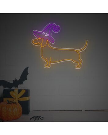 Brighten Your Home, Office, or Themed Party Ambiance with the Enchanting Dachshund With Wizard Hat LED Neon Sign