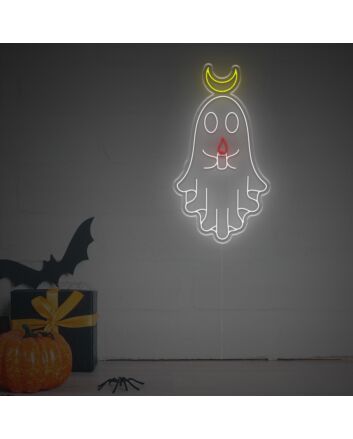 Brighten Your Spooky Gatherings and Haunted Spaces with Ghost Handing A Candle LED Neon Sign: Perfect for Halloween Decor, Themed Parties, and Creepy Bar Ambiances.