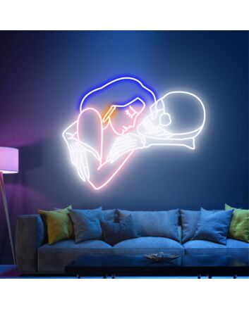 Bring Romance to the Macabre - Affectionate Girl Loves Skull Neon Sign, Perfect for Bars, Gothic Weddings, and Edgy Home Décor.