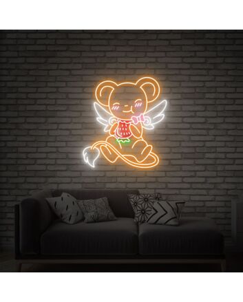 Brighten Up Your Space: Anime Sakura Magical Girl Card Hunter Kero Strawberry Neon Sign for Bars, Gaming Rooms, and Anime-Themed Celebrations
