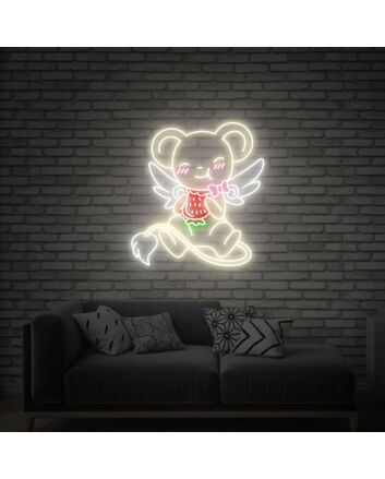 Brighten Up Your Space: Anime Sakura Magical Girl Card Hunter Kero Strawberry Neon Sign for Bars, Gaming Rooms, and Anime-Themed Celebrations