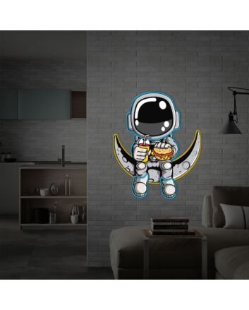 Brighten Up Your Space: Astronaut Hamburger UV Neon Sign for Bars, Bedrooms, and Parties