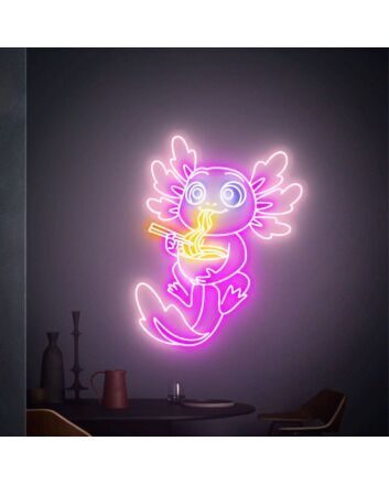 Brighten Your Space: Perfect for Home Decor, Office Ambiance, and Party Vibes with Axolotl Neon Light Axolotl Ramen Neon Sign Cute Axolotl Gifts.