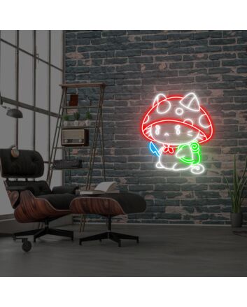 Brighten Up Your Space: Cat With Mushroom Hat Neon Sign - Perfect for Bedroom, Living Room, Bars, and Parties Decor Lamp & Ideal Holiday Gift