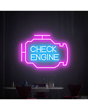 Brighten Up Your Garage, Man Cave, or Next Big Party with the Check Engine Light Neon Sign - The Perfect Gift for Dad and Car Enthusiasts.