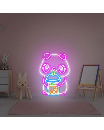 Brighten Your Café or Kitchen: Cute Bear Drink Coffee Kawaii Bear Neon Sign Perfect for Creating a Cozy Atmosphere