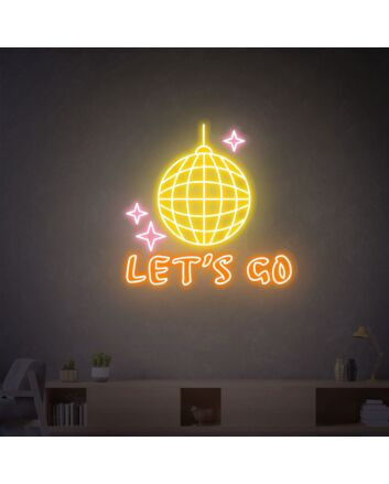Brighten Up Your Nights: Disco Ball Lets Go Disco Led Neon Sign for Lively Home, Office, Store, and Wedding Celebrations