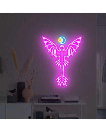 Brighten Your Bar, Office, and Special Events with the Mystical Flying Dragon Chasing Sun And Moon Neon Sign.
