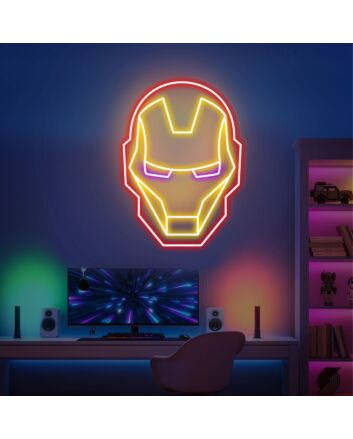 Transform Your Space into a Superhero's Lair with Iron Man Neon Sign: Perfect for Home Decor, Game Rooms, Parties, and Office Environments.
