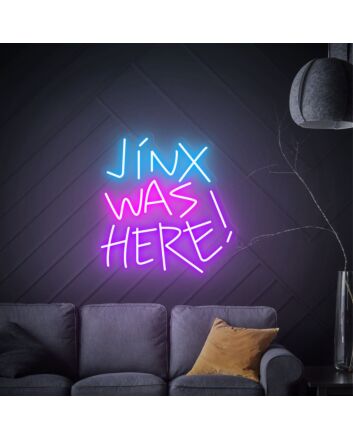 Brighten Your Bar, Game Room, or Child's Bedroom with Jinx Was Here Arcane LED Neon Sign Cartoon Character for a Magical Ambiance.