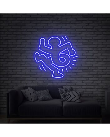 Light Up Your Space with Style: Keith Haring Street Art Neon Sign for Home, Office, and Bar Ambiance