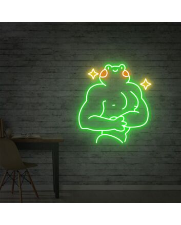 Brighten Up Your Game Room, Parties, and Home Decor with the Muscle Frog Neon Sign - A Whimsical Touch for Any Space!