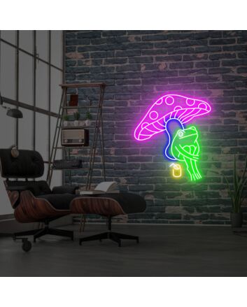 Beautify Your Space: Enchanting Mushroom And Frog Neon Sign, Perfect for Home Decor, Office Vibes, and Wedding Celebrations.