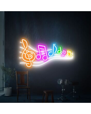 Brighten Up Your Space: Music Flow Neon Sign Wall Art Musical Notes Neon Sign for Bars, Studios, and Celebratory Events.