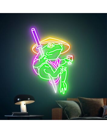 Brighten Up Your Space: Ninja Frog Neon Sign Samurai Sword Neon Sign Perfect for Game Rooms, Bars, and Teen Bedrooms