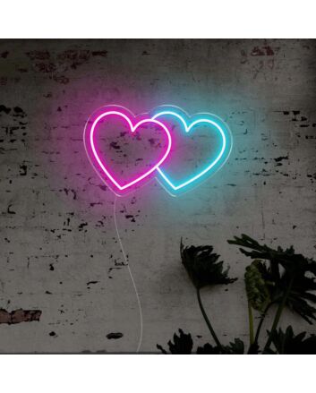 Double Hearts LED Neon Sign