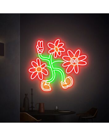 Brighten Your Space: Popping Flowers Led Neon Sign Handmade Flowers for Room Light Decor, Perfect for Weddings, Bar Ambiance, and Home Elegance.