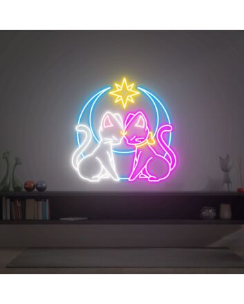 Brighten Up Your Space with Sailor Moon Luna Cat LED Neon Sign: Perfect for Anime-Themed Rooms, Home Offices, and Bar Ambiance
