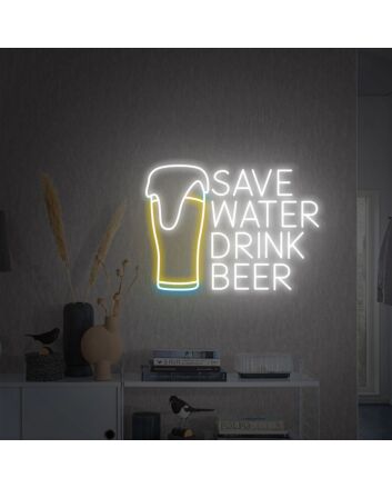 Brighten Your Bar, Wedding, or Party Ambiance with the Save Water Drink Tequila Neon Sign - Perfect for Home Decor and Office Celebrations.