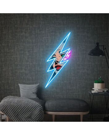 Brighten Up Your Bar or Man Cave with the Dazzling Sex Girl And Lightning Beautiful Woman Led UV Neon Sign.