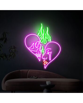 Elevate Your Home, Bar, or Tattoo Parlor Vibe with the Skull Head Neon Sign Art Neon Light Skull Fire Neon Light Wall Decor Aesthetic Gifts.