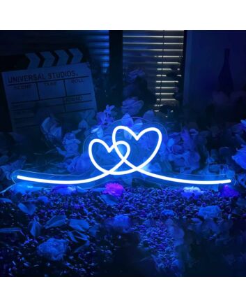 Double heart neon sign