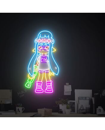 Brighten Up Your Space with Splatoon And Kirby Neon Sign: Perfect for Game Room, Home Decor, and Party Ambiance Enhancement.