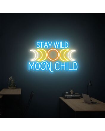 Brighten Up Your Space: Perfect for Home Decor, Office Ambiance, and Bar Enlightenment with Stay Wild Moon Tree Child Neon Sign Wall Decor.