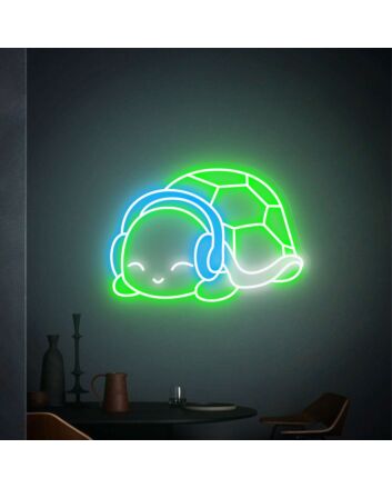 Brighten Up Your Bar, Game Room or Teen&#039;s Space with the Turtle With Headphones Led Neon Sign.