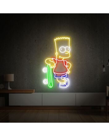 Brighten Your Child&#039;s Room or Add Fun to Parties with Bart Simpson Decor LED Neon Sign Bedroom Gift for Kids Wall Art.
