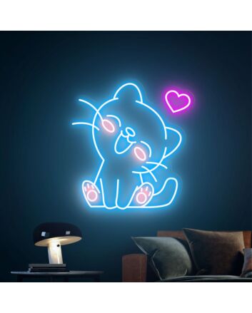 Add a Whimsical Touch to Your Living Space, Office, or Next Celebration with the Cute Cat Led Neon Sign Bedroom Decor Animal Lover Gifts.