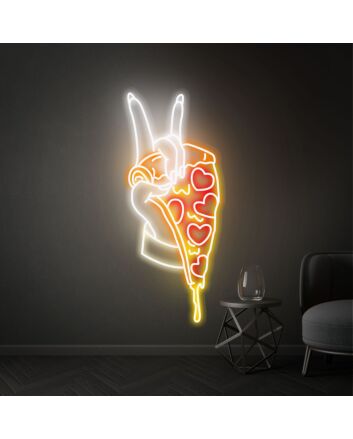 Enhance Your Space: Hand Pizza Led Neon Sign – Perfect for Kitchen Decor, Office Vibes, or Bar Ambiance, a Unique Gift for Pizza Lovers.