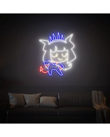 Brighten Your Spaces: Helltaker Led Neon Sign Cute Lucifer Led Wall Art Decor Perfect For Office, Bar, And Gaming Room Ambiance.