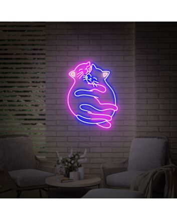 Brighten Up Your Space: Perfect for Office, Home, and Wedding Ambiance with Hug Cat Led Neon Sign Animal Bedroom Decor.