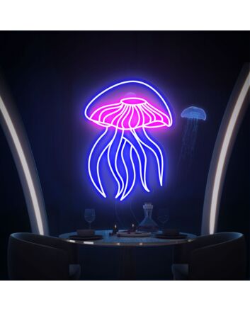 Elevate Your Space: Jellyfish Led Neon Sign Wall Art Decor, Perfect for Home Accents, Office Vibes, and Bar Atmospheres.