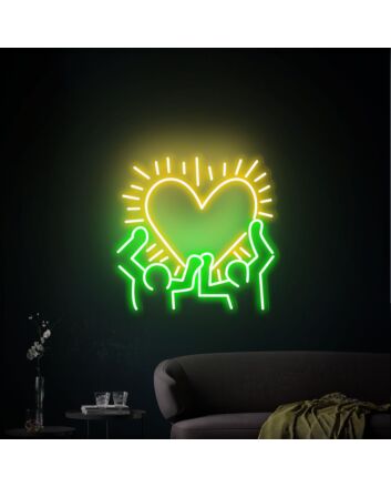 Brighten Your Space with Keith Haring Love Art Neon Light for Home Decor, Bars, and Celebrations