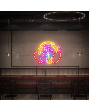 Add a Playful Glow to Your Game Room or Party with Kirby Drink Bubble Tea Led Neon Sign - A Perfect Cute Kirby Gift for Home Decor, Bars, and Celebrations.