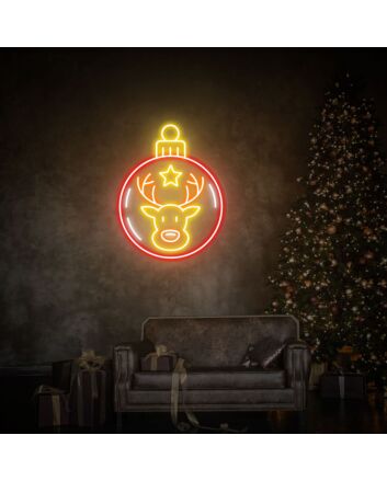 Reindeer In Christmas Led Neon Sign Ball Decor Wall Art: Perfect for Enlivening Your Home, Office, Storefront, or Next Festive Gathering.