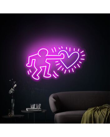 Brighten Your Special Moments: Send Love Keith Haring LED Neon Sign - Perfect for Weddings, Couples' Gifts, and Artistic Home Decor.