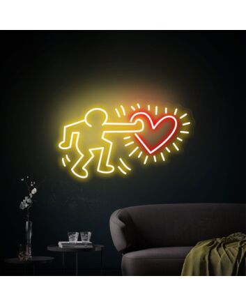 Brighten Your Special Moments: Send Love Keith Haring LED Neon Sign - Perfect for Weddings, Couples&#039; Gifts, and Artistic Home Decor.