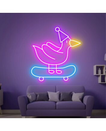 Brighten Up Your Skate-Themed Room, Celebrate in Style with the Skateboard Chick Led Neon Sign - Perfect for Parties, Boys' Birthdays, and Cool Home Decor.