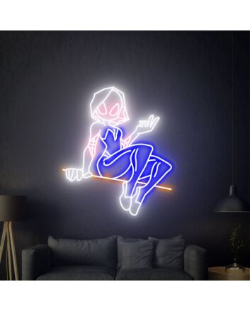 Elevate Your Space: Spider Gwen Led Neon Sign Wall Art for Enthralling Home Decor, Office Vibes, and Electrifying Party Atmospheres