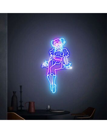 Elevate Your Gaming Haven and Celebrations: Street Fighter Chun-Li Led Neon Sign for an Ultimate Room Decor and Festive Gift.