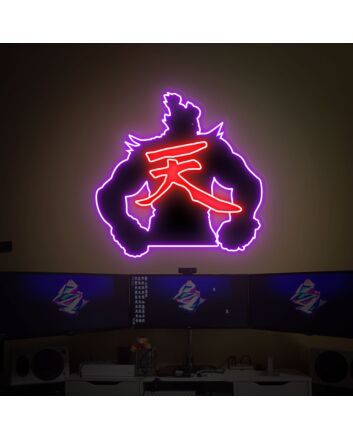 Level Up Your Game Room, Office, or Bar Ambiance with the Street Fighter Led UV Neon Sign Akuma With Printing Acrylic Backboard