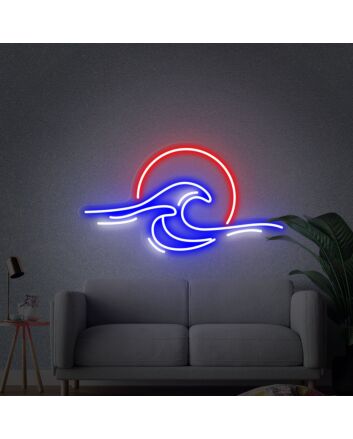 Brighten Up Your Space with the Sunrise Sunset Wave Ocean Led Neon Sign - Perfect for Bedrooms, Offices, Stores, Bars, Weddings, and Parties.