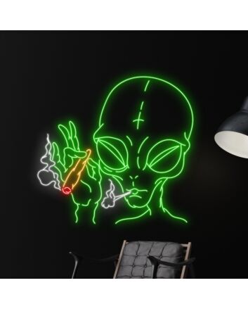 Brighten Your Space: Alien Smoking LED Neon Sign - Perfect for Bars, Parties, and Cool Home Decor Ambiance.