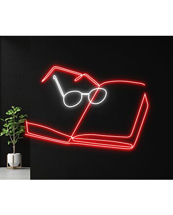 Brighten Up Your Reading Nook and Add Flair to Book-Themed Parties with the Book With Glasses Led Neon Sign Book Hanging Led Neon Lightbook Lover Deco.